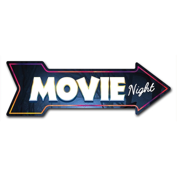 Signmission Movie Night Arrow Decal Funny Home Decor 18in Wide D-A-999725 - main